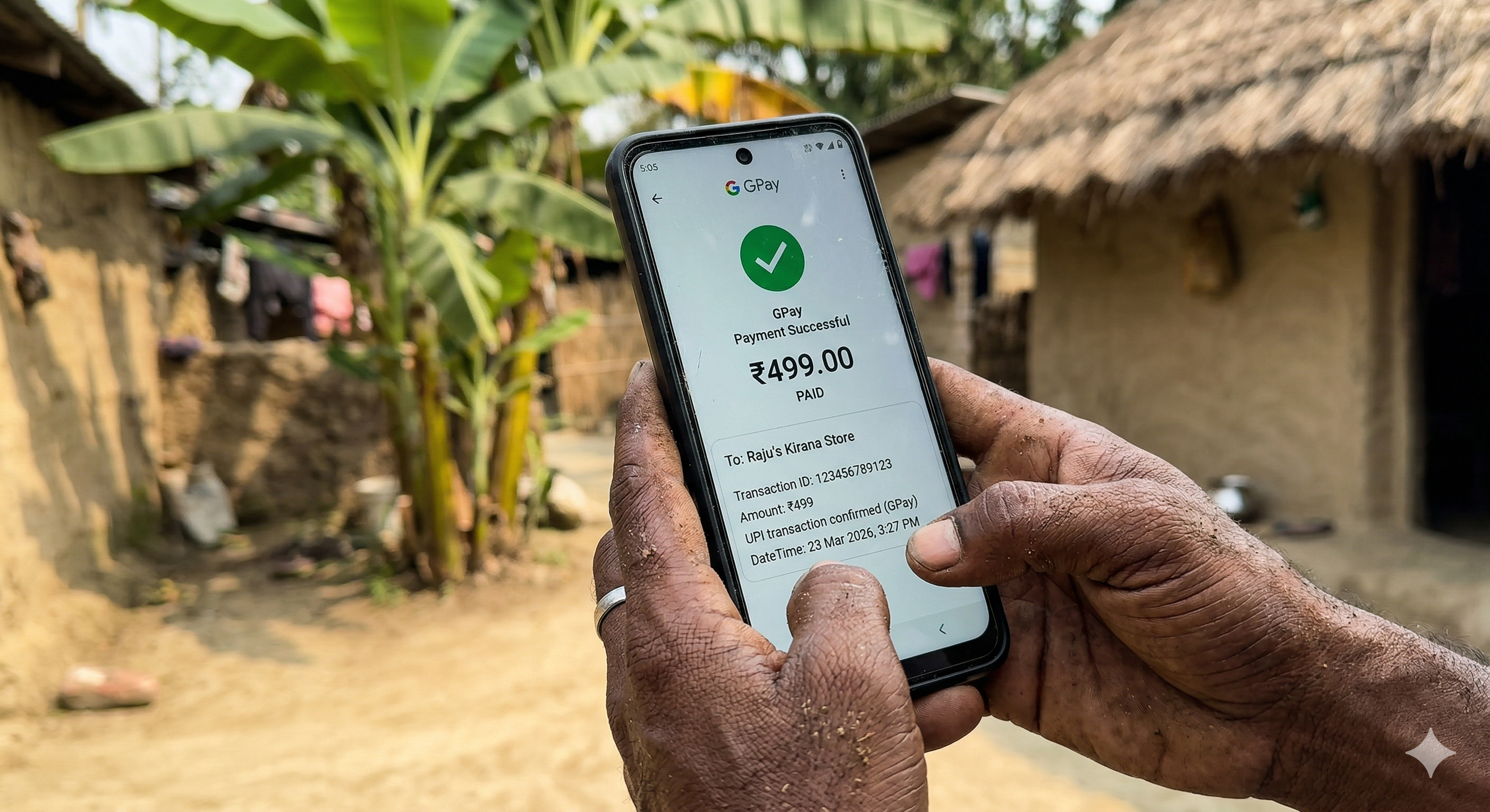 UPI payment on phone — ₹499 transfer